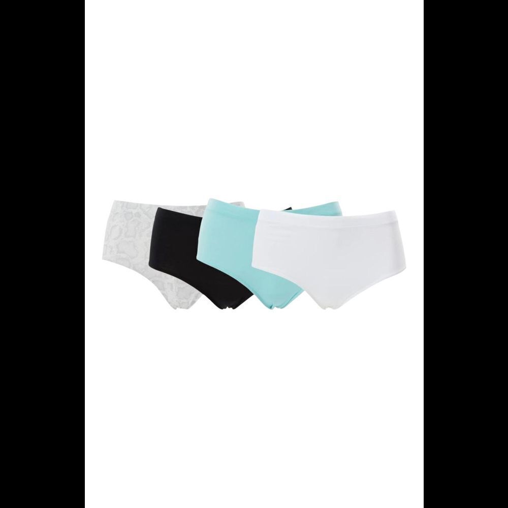 Uncover Women's 4pk Lounge HighLeg Brief Turquoise/Blk/White/Snakeskin -